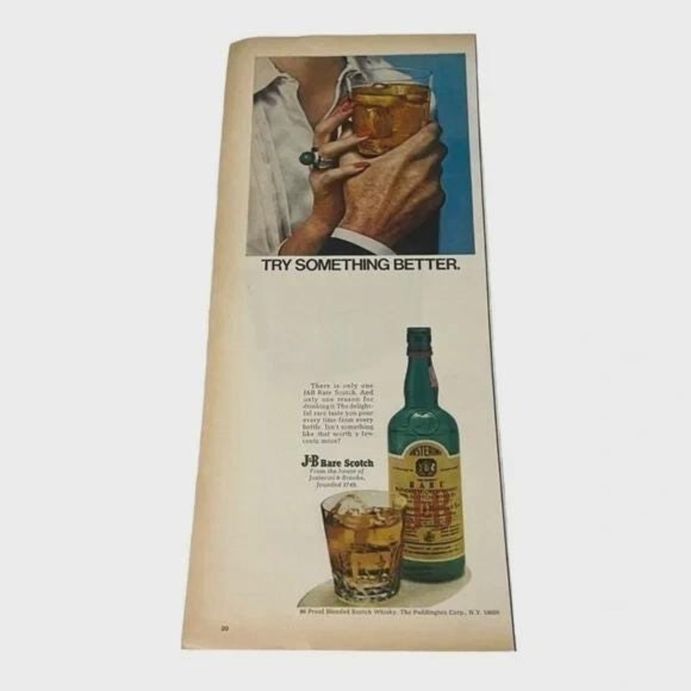 1970 J&B Rare Scotch Try Something Better Original Vintage Print Ad